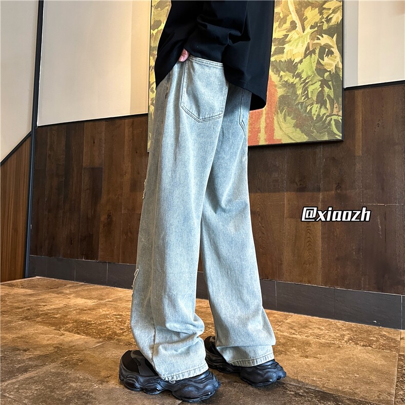 XZ616秋季新款贴布毛边闪电十字架休闲长裤TY1076特P65控78,男装休闲裤,星座512A（原616）