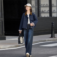 2025秋装新款风衣外套女韩版拼接设计轻奢减龄百搭短款女式外套，女装短外套，铭街依杨