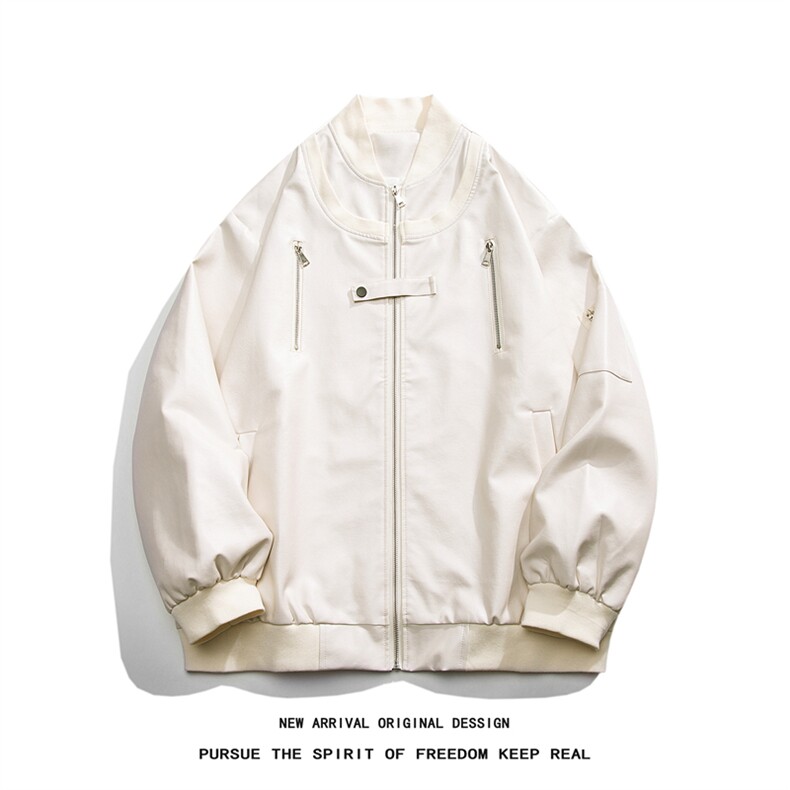 JK8110/P95秋装新品美式复古飞行员皮衣外套男潮流宽松立领皮夹克,男装皮衣,电商A141