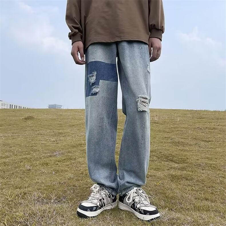 牛仔裤男秋季潮大码休闲裤子高街N5017P45,男装牛仔裤,星座1116-2