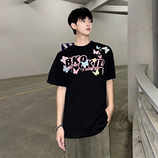 万针全刺绣工艺抖音得物高品质260克重磅纯棉双纱美式高街短袖T恤，男装T恤，电商A486