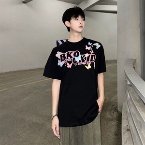 万针全刺绣工艺抖音得物高品质260克重磅纯棉双纱美式高街短袖T恤图片