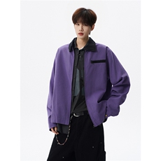撞色水洗做旧帆布短款夹克男款vintage美式复古工装休闲外套JK003，男装夹克，电商B312