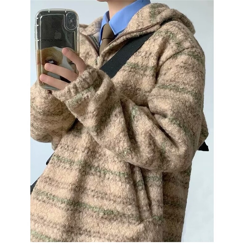 B12-P612025新款秋冬毛呢连帽卫衣男女日系潮牌宽松休闲,男装卫衣,电商B323A