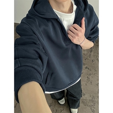 秋季新款2025连帽卫衣男纯色百搭套头休闲宽松外套-A2277TP55控99，男装卫衣，电商B241