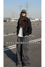2026春季新款C6067-TP55128复古宽松垫肩外套短款行政夹克，男装夹克，电商A102