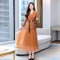西装套装裙女春秋2025秋季新款女装流行时髦洋气减龄连衣裙两件套，女装套装/套裙，卡杰菲