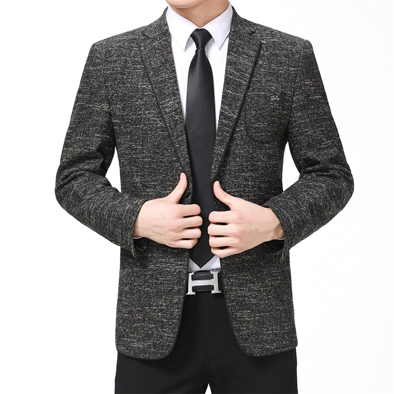 男纯色西装外套2023年中年商务免烫男士出口春秋季西服上衣图片