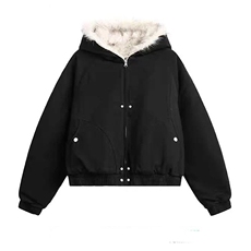 现货高品质美式高街冬季重磅硬挺短款座山雕毛领棉衣男女加厚外套，男装棉衣，电商A486-1
