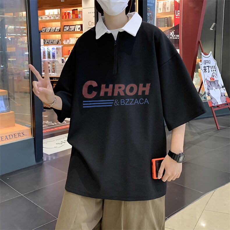 polo衫短袖男潮牌潮流百搭ins衣服夏季宽松美式日系t恤PL0375-P30,男装Polo衫,星座308B-1