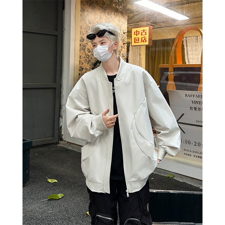 2024棒球服圆领拉链外套飞行员工装运动夹克纯色现货W8499-P50,男装夹克,星座512-4