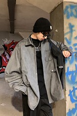 春秋衬衫小众夹克麂皮绒外套港风大码上衣潮1016-1CS70P68K89，男装夹克，星座1016-1（原电商B408-1）
