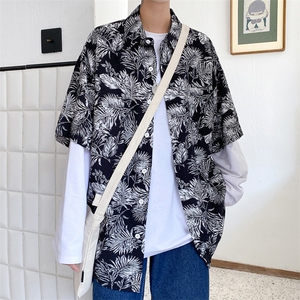2023夏季男士休闲宽松衬衫青年花色9色衬衣TZ001-1-P25图片