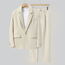 秋季新款男士休闲港风宽松西服套装衣服+裤子整套西装XZ810-P150，男装西服套装，星座505-3