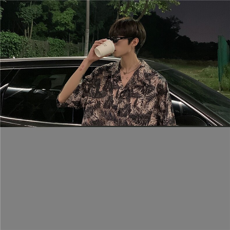 2026夏季新款男垂感卡通印花短袖情侣冰丝衬衫B299-X5513-P35限49,男装T恤,电商A061-1