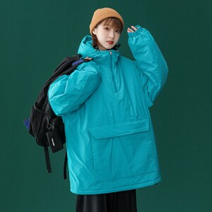 @中性风冬季bf街头棉服套头连帽棉袄宽松棉衣A125-Y270-P100女类图片