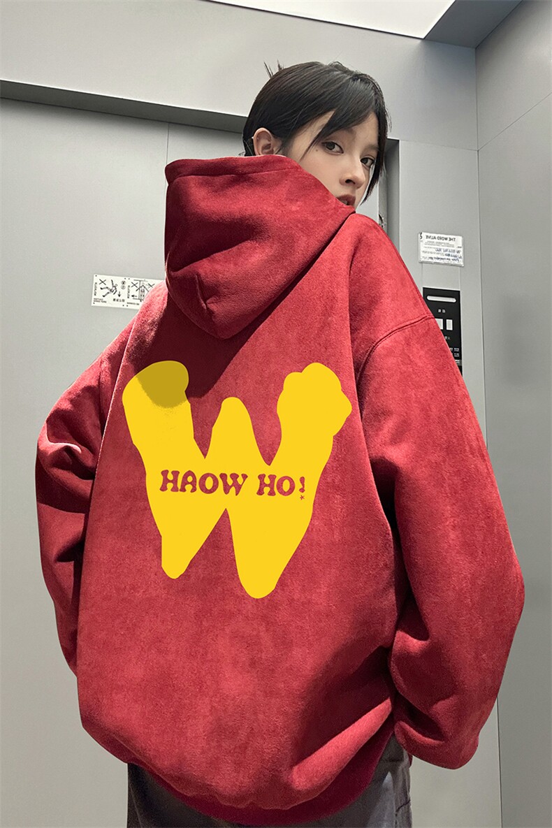 ！麂皮绒连帽卫衣直播品质重磅400克黄W印花JL7115-P45控78,男装卫衣,星座508（原C305）
