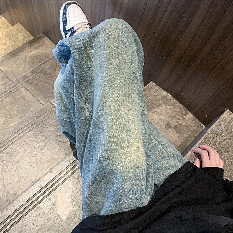 情侣款休闲百搭长裤文艺牛仔裤潮牌宽松直筒裤K392TP35控58,男装牛仔裤,电商A102B