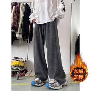 02冬季宽松加绒糯米裤坠感阔腿运动裤XZ211-1-K2355-P60 加绒P65图片