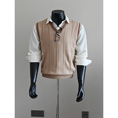盗图假模新贵老钱风V领提花无袖坎肩针织马甲背心E44010/P65，男装背心/马甲，电商A243