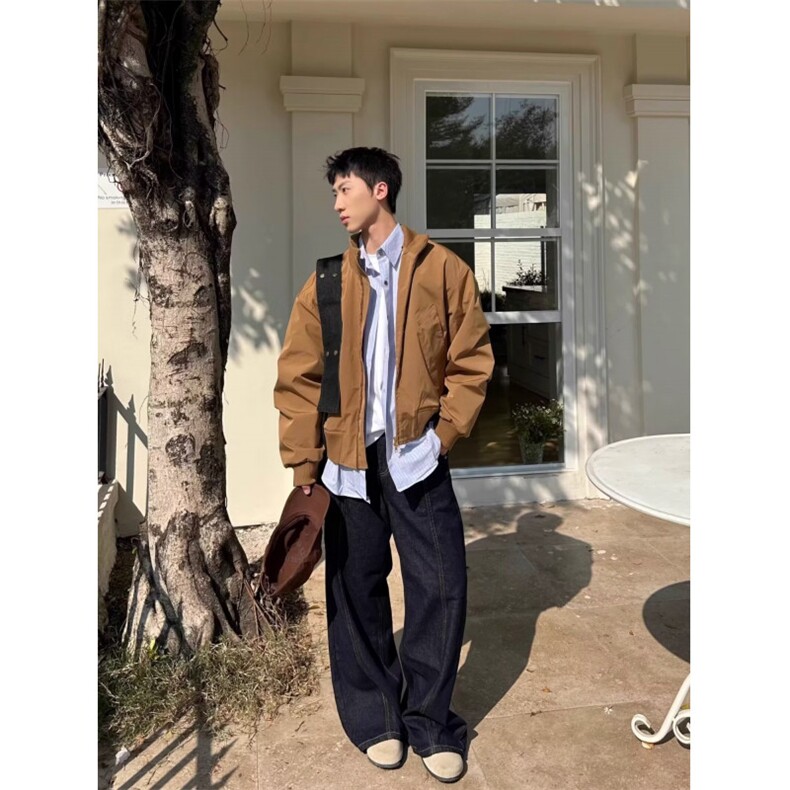 W10339-P60网图现货飞行夹克外套潮牌痞帅廓形短款高街棒球服,男装夹克,星座1608