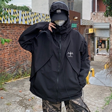 美式vibe拉链机能连帽冲锋衣女山系户外宽松外套防水MJK11P63，男装夹克，星座1116-2