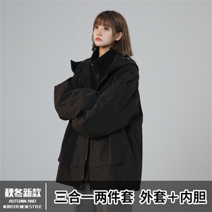TH810801/P105大口袋防风防水冲锋衣大码三合一外套夹克女上衣图片