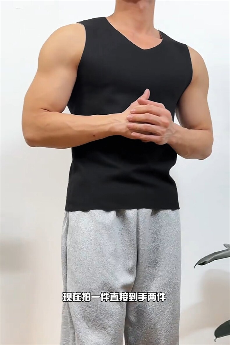 网图保暖蓄热内衣双面德绒打底衫男无骨缝合背心T24586特P14控38,男装背心/马甲,电商A001