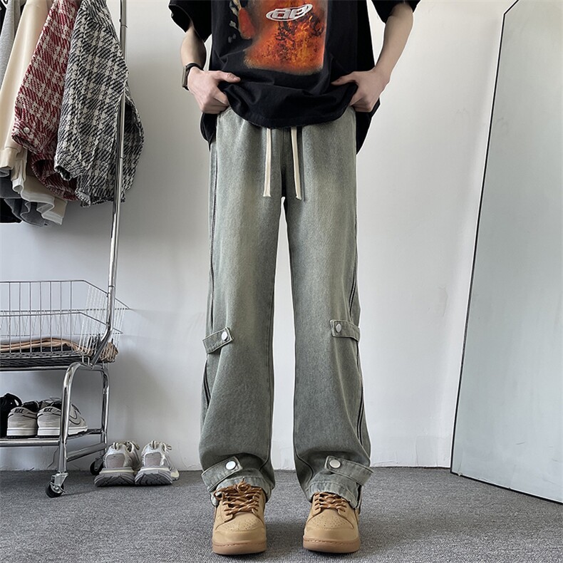 2025春夏季新款做旧侧边拉链设计牛仔裤A316-1-K1214P68控88,男装牛仔裤,星座906（原电商a316-1）