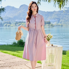 6302时尚气质条纹显瘦连衣裙，女装连衣裙，倪叶myz