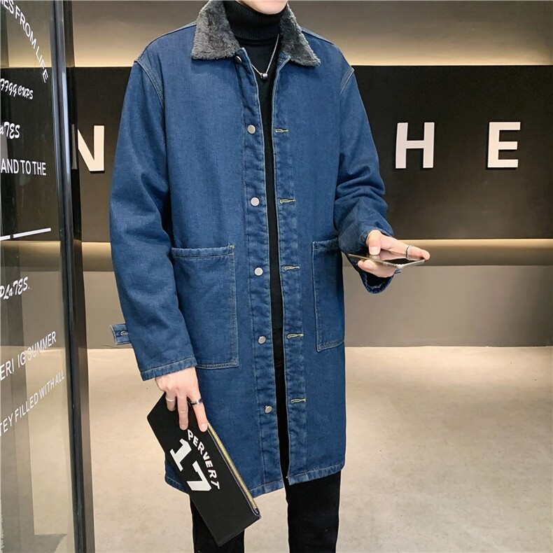 FY643J-P95M-5XL控138加绒羊羔绒白底长款牛仔风衣大码店主风,男装风衣,星座103A