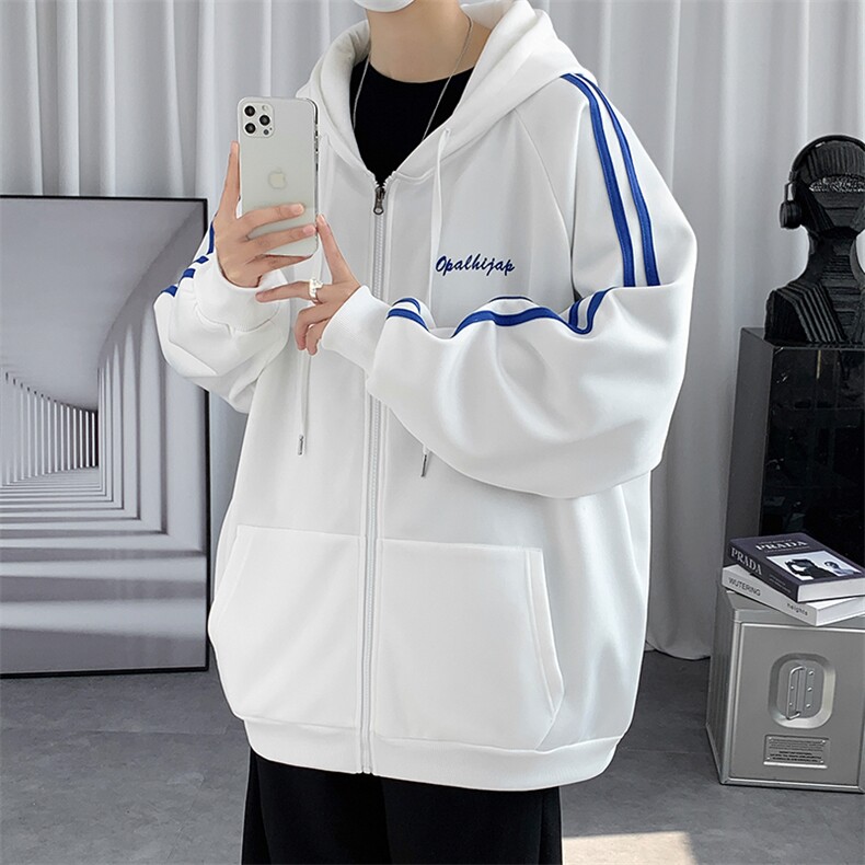 2024新款开衫连帽卫衣男春季潮牌ins港风宽松连帽外套百搭WY01P58,男装卫衣,电商A086