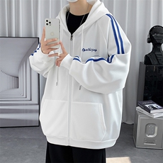 2024新款开衫连帽卫衣男春季潮牌ins港风宽松连帽外套百搭WY01P58，男装卫衣，电商A086
