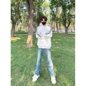 【有货】美式潮牌拼接卫衣男美式插肩袖情侣连帽外套W164HH-特55图片