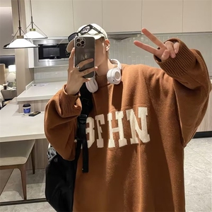 针织衫男韩版潮流字母拼色高街帅2023秋冬季新款ins毛衣MZ091-P47图片