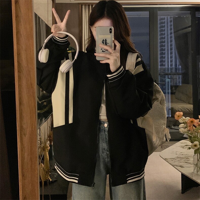 外套女2025春秋高级感棒球服美式复古oversize小众上衣C701-85,女装短外套,星座911-2(原星座613-2）