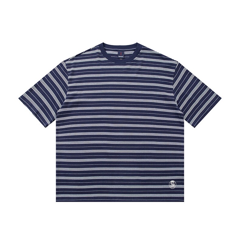 PL1250330克重磅蓝白色织条纹T恤，男装T恤，电商基地S002