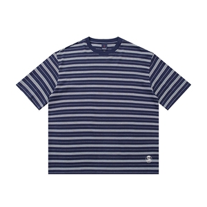 PL1250 330克重磅蓝白色织条纹T恤，男装T恤，电商基地S002