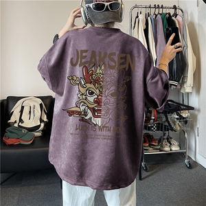 得物抖音直播麂皮绒风动漫印花宽松短袖djp325-特批23控39图片