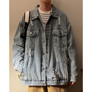 男装2023新款牛仔外套男春季男生痞帅夹克潮牌春装港风JK894-P70图片
