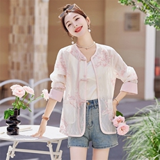 新中式蕾丝刺绣防晒衣女款夏季2025新款高级感宽松百搭开衫薄外套，女装防晒衣，慕依路