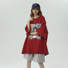 中性风23新款夏季时尚百搭宽松卡通印花短袖T恤T1183P25控38，男装T恤，A247A
