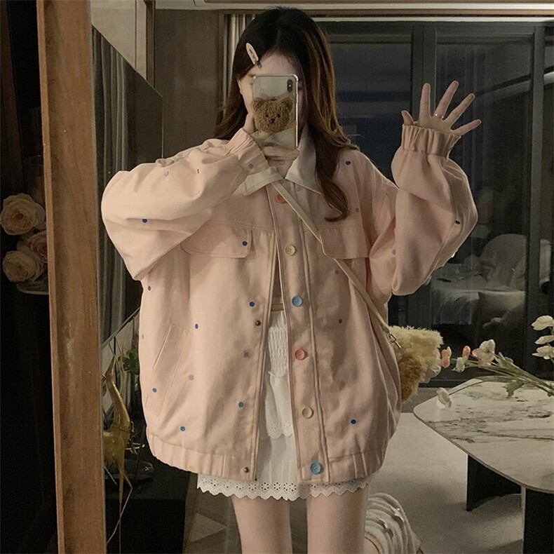 C966-P1152025春季新款彩色波点夹克上衣春秋开衫牛仔外套,男装夹克,星座911-2(原星座613-2）