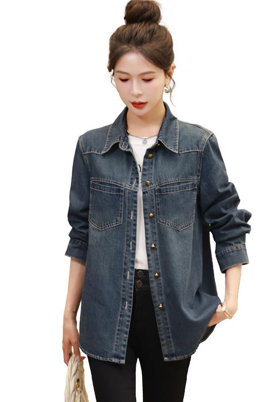牛仔外套女春秋2025新款小个子衬衫休闲气质韩版时尚早春长袖上衣,女装衬衫,丽影随形