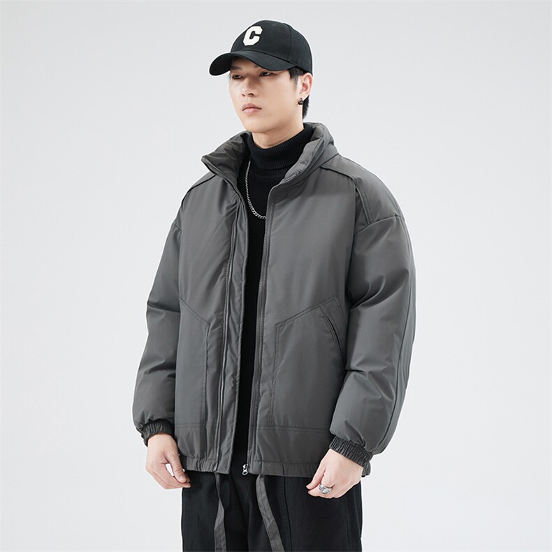 现货冬季美式休闲加厚雪山外套夹克立领纯色三防户外工装棉服,男装夹克,电商A486-1