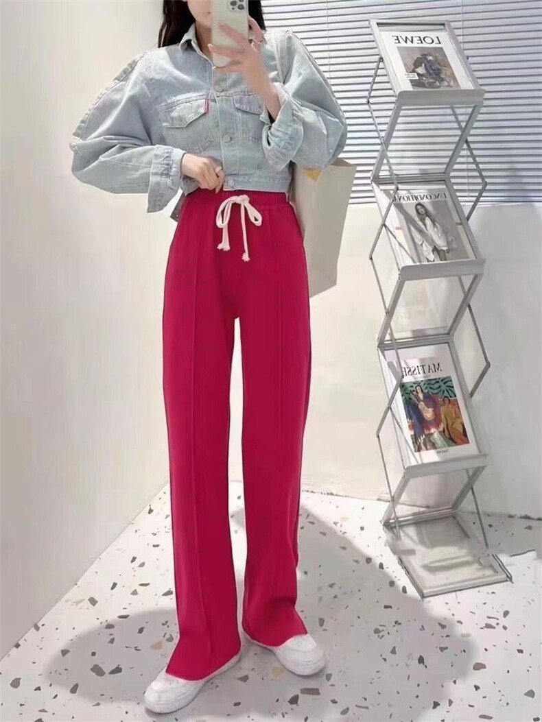 开衩卫衣料拖地裤，女装卫衣/绒衫，首选