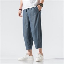 风日系夏哈伦裤灯笼裤休闲裤阔腿裤运动大码棉麻裤男922P45,男装休闲裤,钱塘788(原4013)