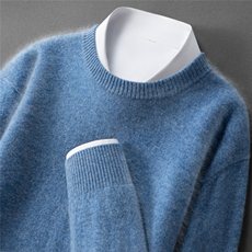 2025年秋季圆领时尚百搭通勤简约休闲男士羊绒衫，男装羊绒套衫，戎叶云台