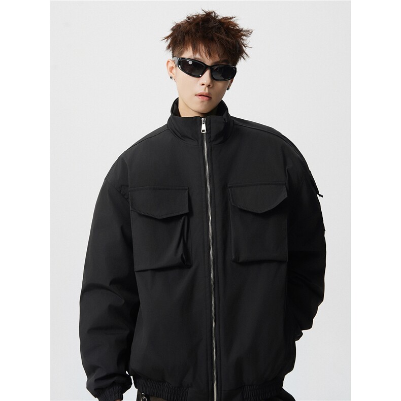 W85129特P90控158工装立体口袋宽肩立领加厚棉衣棉服男,男装棉衣,电商B205