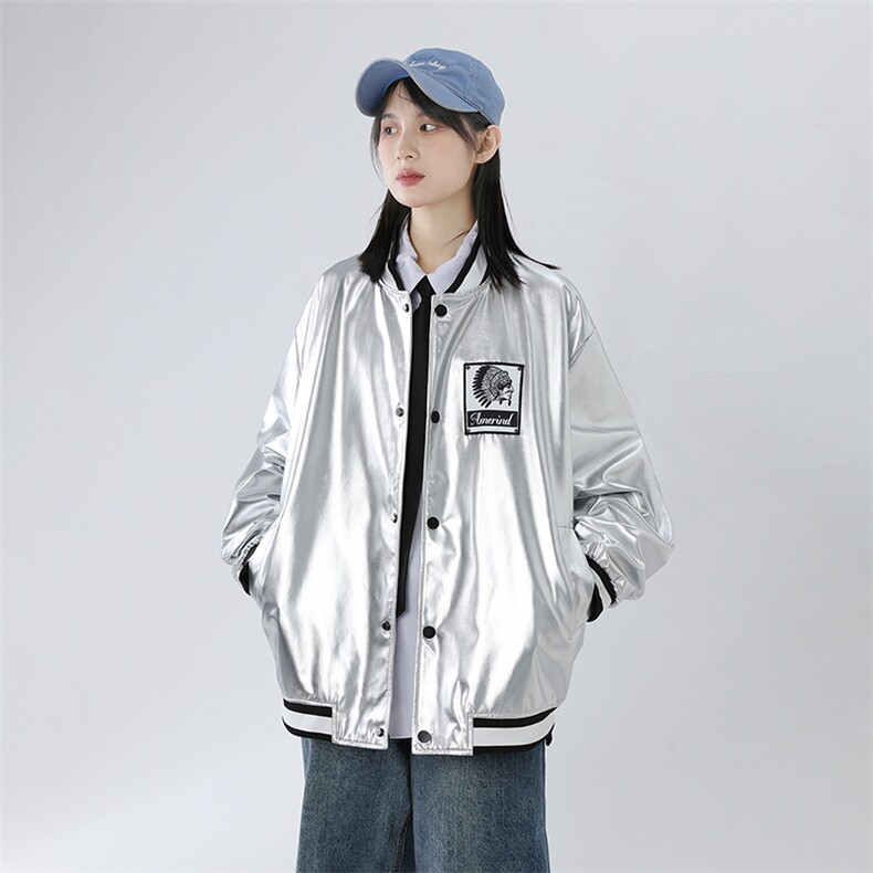潮男大货秋装夹克男亮面棒球服男女夜店外套男JK1702款P95中性D，男装夹克，星座401
